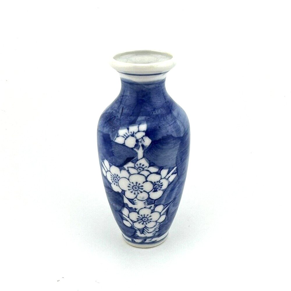 Chinoiserie Blue and White Floral Ceramic Vase - Classic Home Accent